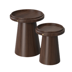 Cleveland Side Luxurious Table Walnut Wood Finish - Big & Small 