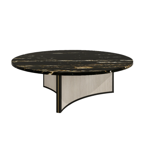 Trésor Luxury Round Glass Top & Natural Stone Coffee Table
