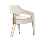 Casa Magna Invicta ll Dining Chair in White & Antique Brass Legs