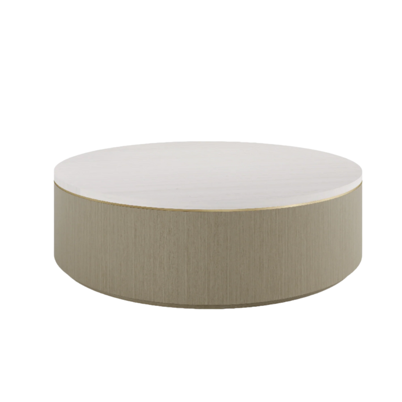 Ouro Luxury Round Natural Stone Top & Antique Brass Coffee Table