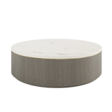 Ouro Luxury Round Natural Stone Top & Antique Brass Coffee Table