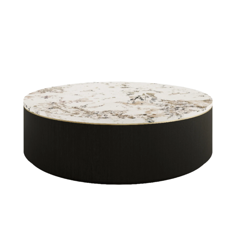 Ouro Luxury Round Natural Stone Top & Antique Brass Coffee Table