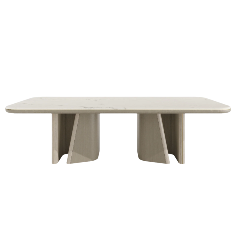 Alba Luxury Natural Stone Top Dining Table – Sculptural Base B