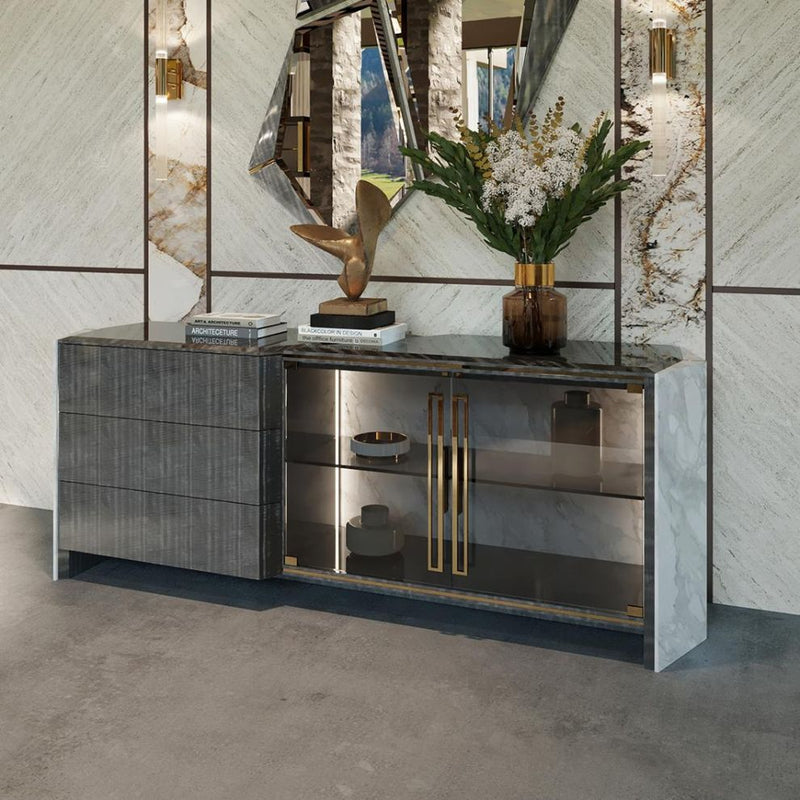 Josephine Luxurious Marble Sideboard With Polished Brass