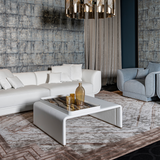 Modern Coffee Table with Marble Top: The Visionnaire Foster Coffee Table features a beautiful contrast between a sleek marble top and a warm, inviting curved leather base. This modern design offers both style and functionality for your living room.