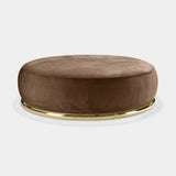 Albenga Curved Tube Luxury Ottoman in nubuck leather in a second colour with polished brass