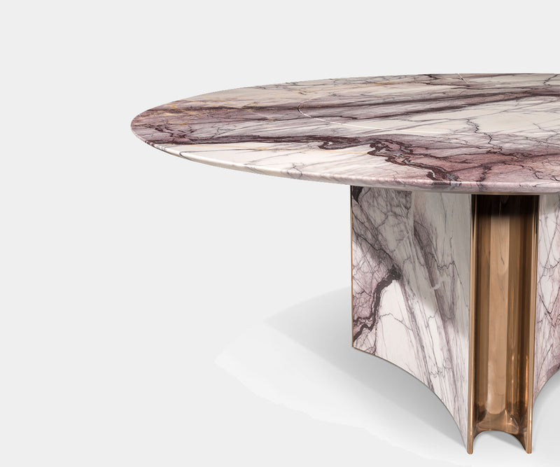 Luxury Modern Dining Table with Marble Top and Stainless Steel Base