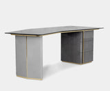 Luxurious Algerone Desk with smoked glass top and built-in technology.