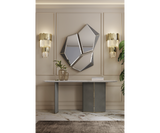 Designer mirror with smoked black glass, perfect for upscale interior decor.