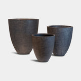 Ardesia Textured Stone Luxury Planter in anthracite, set of three