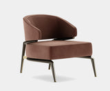 Aster Haines Armchair, black stained oak, matte, brushed brass, Alhambra Jimena, available from Touched Interiors UK