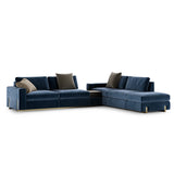 Aster Mario Modular Sofa, moka oak stain matte wood and brushed brass, Alhambra Jimena, available from Touched Interiors UK