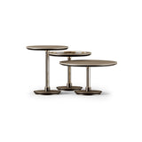 Aster Sister Coffee Table, oak veneer, smoked glass and brushed brass, available from Touched Interiors UK