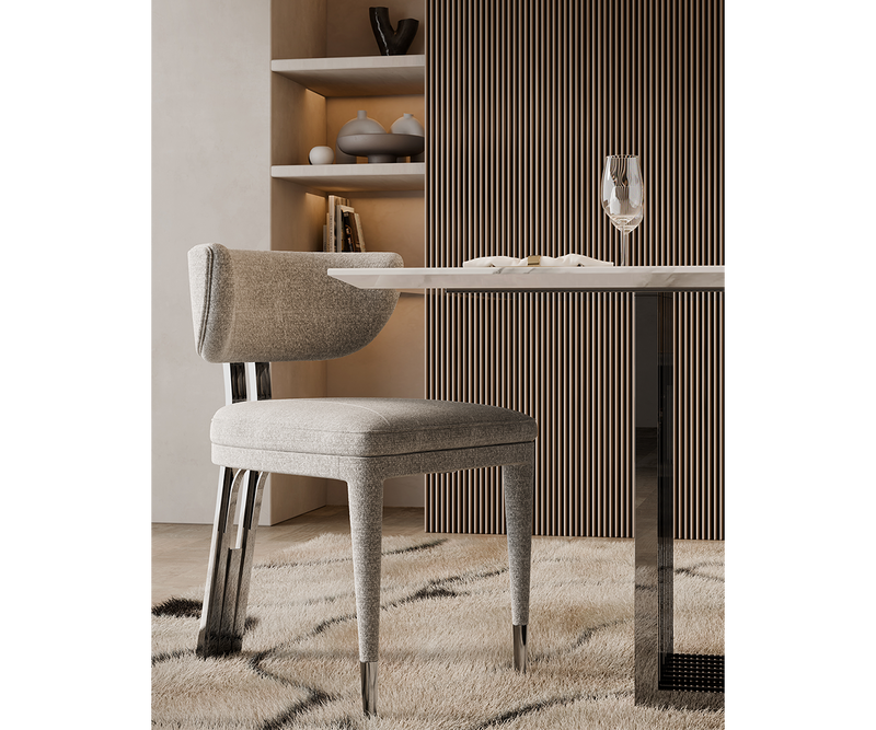 Modern Dining Chair: Aureum's Brass Accents Offer Comfort