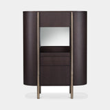 Bassano Oval Luxury Bar Cabinet in coffee moka sablè wood