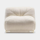 Belcastro Buckled Belt Luxury Armchair in cream fabric with brass buckles