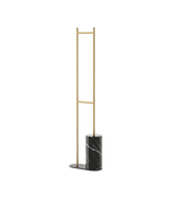 Laskasas Ben Coat Hanger with Nero Marquina marble base and brushed metal