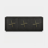 Berkeley Designs Bristol Sideboard, dark brown oak veneer with brass handles