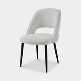 Berkeley Designs Genoa Dining Chair, ivory grey textured fabric with black legs, angled view