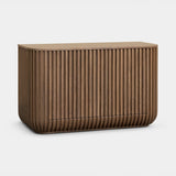 Berkeley Designs Jupiter 2 Door Sideboard, natural walnut veneer with vertical fluting, angled view