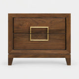 Berkeley Designs Lucca Bedside Table, natural walnut veneer with brass handle