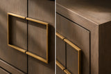 Berkeley Designs Lucca Media Unit, grey taupe oak veneer with brass handles, room setting