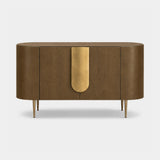 Berkeley Designs Napa 2 Door Sideboard, textured caramel oak veneer with bronze handle and legs