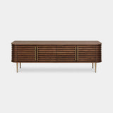 Berkeley Designs Paris Media Unit, fluted natural walnut veneer with brass handles