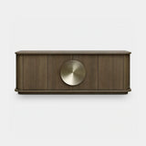 Berkeley Designs Perth Sideboard, textured light brown oak veneer with oversized brass disc