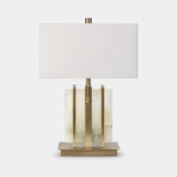 Berkeley Designs Santorini Table Lamp, translucent alabaster and brushed brass with white shade