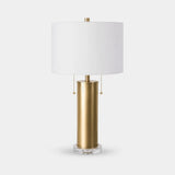 Berkeley Designs Toledo Table Lamp, brushed brass and clear crystal with white shade