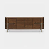 Berkeley Designs Vienna Sideboard, natural walnut veneer with brushed brass legs