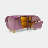 Boca do Lobo Diamond Amethyst Sideboard with doors open to the gold leaf interior