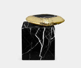 Boca do Lobo Stonehenge Nero Marquina Side Table featuring luxury marble and stainless steel.