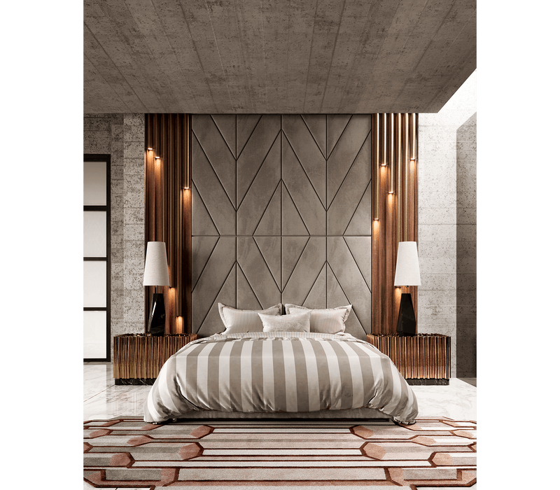 Bespoke Symphony Nightstand: Handcrafted luxury nightstand with gold brass frame, perfect for high-end home decor.