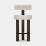 Caffe Latte Freddo Counter Stool in Ascot Pearl bouclé and walnut