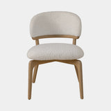 Casa Magna Charm Dining Chair, ivory boucle with a natural wood frame, available from Touched Interiors UK