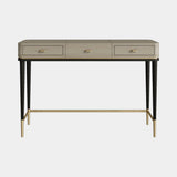 Casa Magna Cris Dressing Table, matt lacquer with a dark metal frame and brass details, available from Touched Interiors UK