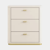 Casa Magna Cris I Bedside Table, ivory lacquer with antique brass details, available from Touched Interiors UK