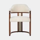 Casa Magna Grace Dare Dining Chair, ivory fabric with a walnut toned frame, available from Touched Interiors UK