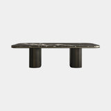 Casa Magna Lorant Dining Table, dark marble top with lacquered legs, available from Touched Interiors UK