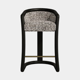 Casa Magna Majesté Bar Stool, patterned fabric with a black frame, available from Touched Interiors UK