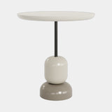 Casa Magna N'Vula Side Table, ivory and taupe lacquer, available from Touched Interiors UK