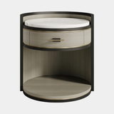 Casa Magna Valerian Bedside Table, matt lacquer with an ST01 Kuroka stone top