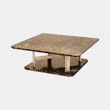 Castro Lighting Columns Coffee Table in polished brass with a marble top, available from Touched Interiors UK