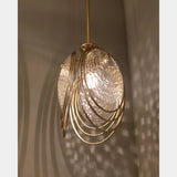 Castro Lighting Coral Pendant Light in gold-plated brass with textured glass, available from Touched Interiors UK