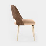 Castro Lighting Anna Dining Chair in leather upholstery on gold-plated brass legs, available from Touched Interiors UK