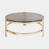 Castro Lighting Marie Coffee Table in polished brass with a marble top, available from Touched Interiors UK