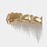 Castro Lighting Mastery Snooker Suspension Lamp in hammered gold-plated brass with crystals, available from Touched Interiors UK