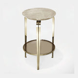 Castro Lighting Perla Side Table in polished brass with a marble top, available from Touched Interiors UK